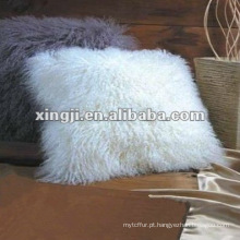 Almofada de pele mongol natural cor branca tibet cordeiro pele travesseiro
